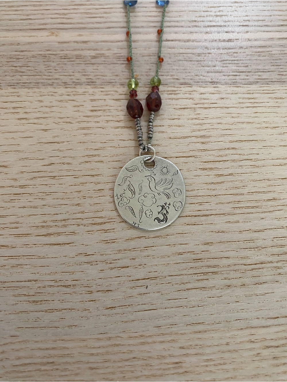 Vintage Jes Maharry Ohm pendant, combined with a vintage Jes Maharry necklace.